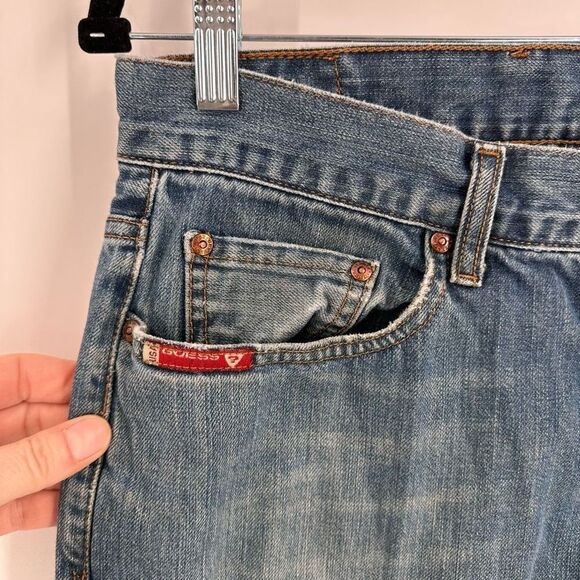 Vintage Guess Jeans Womens Distressed Straight Leg Jeans Blue Denim Size W32 L30 - Picture 3 of 16